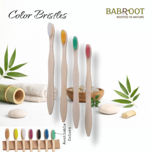 Babroot Premium Bamboo Toothbrush - Color Bristles | Eco-Friendly & BPA-Free – Pack of 4