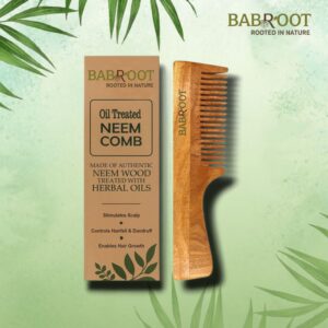 Babroot Handcrafted Pure Neem Wood Handle Comb – Natural Anti-Dandruff & Hair Growth Tool - Pack of 1