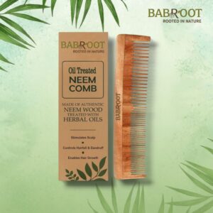 Babroot Handcrafted Pure Neem Wood Dual Side Comb – Natural Anti-Dandruff & Hair Growth Tool - Pack of 1