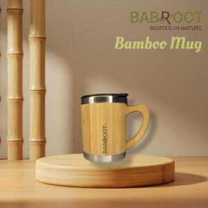Babroot Handcrafted Bamboo Coffee Mug with Ergonomic Handle
