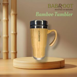 Babroot Stylish Bamboo Tumbler with Stainless Steel Rim