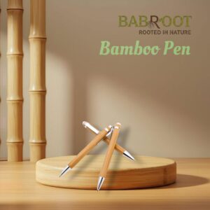 Babroot Elegant Bamboo Ballpoint Pen with Silver Accents