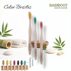 Babroot Premium Bamboo Toothbrush - Color Bristles | Eco-Friendly & BPA-Free – Pack of 3