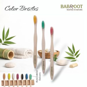 Babroot Premium Bamboo Toothbrush - Color Bristles | Eco-Friendly & BPA-Free – Pack of 3