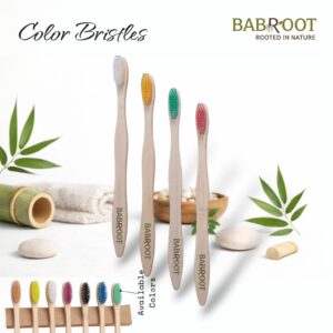 Babroot Premium Bamboo Toothbrush - Color Bristles | Eco-Friendly & BPA-Free – Pack of 4