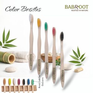 Babroot Premium Bamboo Toothbrush - Color Bristles | Eco-Friendly & BPA-Free – Pack of 5